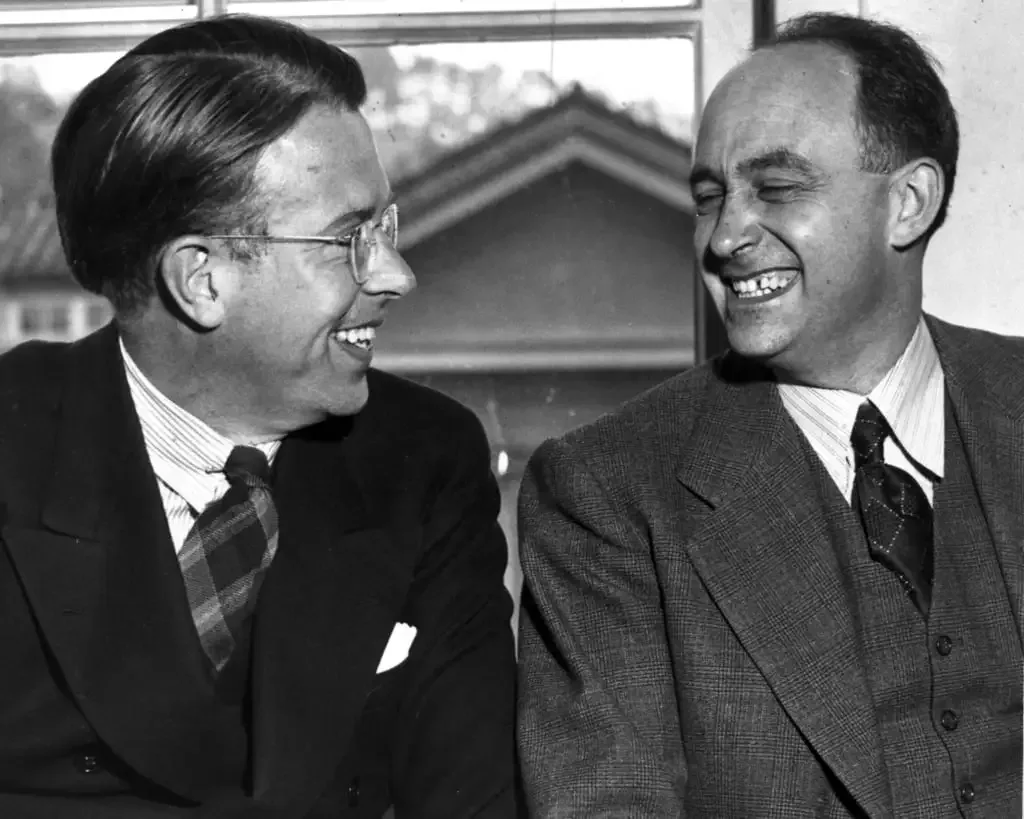 Enrico Fermi (right) with Ernest Orlando Lawrence at the University of California, Berkeley, January 29, 1940